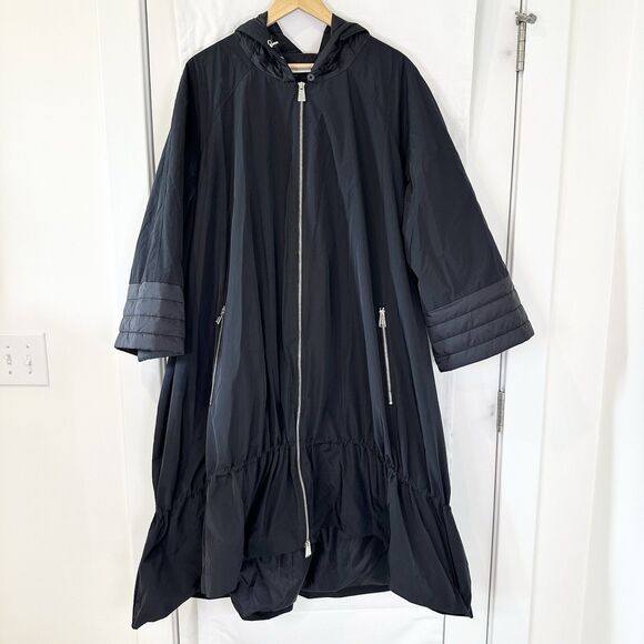 NEW LOGO by Lori Goldstein Jacket Womens 5X Black Long Zip Front Hood Classic - Picture 1 of 15